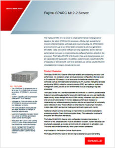 Fujitsu SPARC M12 2 Data Sheet Cover showing info and product photo