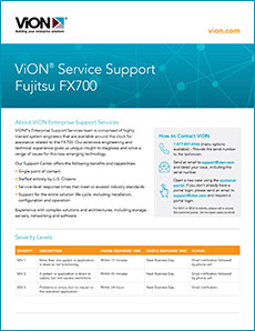 Cover of ViON Service Support for Fujitsu FX700 solution brief