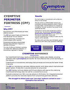 Cyemptive Perimeter Fortress Data Sheet Cover