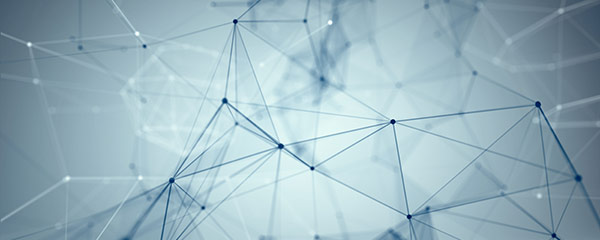 Abstract data network illustration with white and blue lines